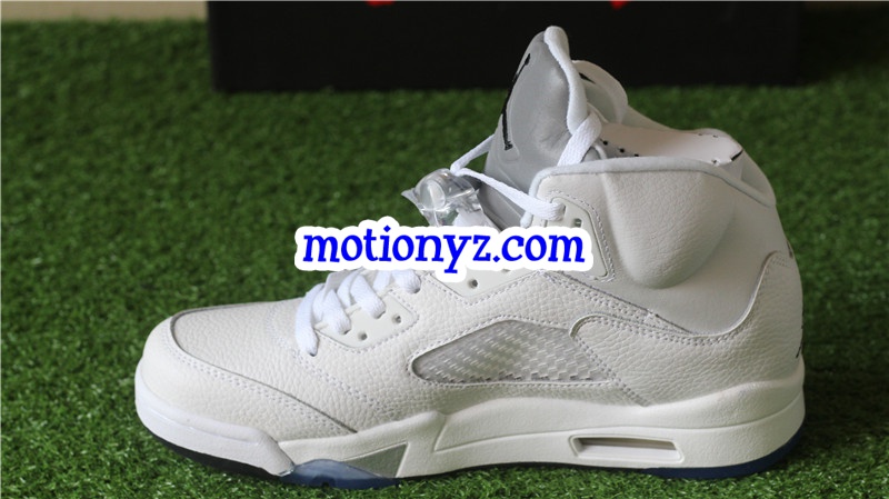 Authentic Air Jordan 5 Retro Metallic White